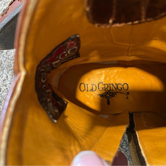 Old Gringo Hippy Dance Boots Burnished Leather 3D Appliquéd Studded Flowers 7.5B - Picture 13 of 16